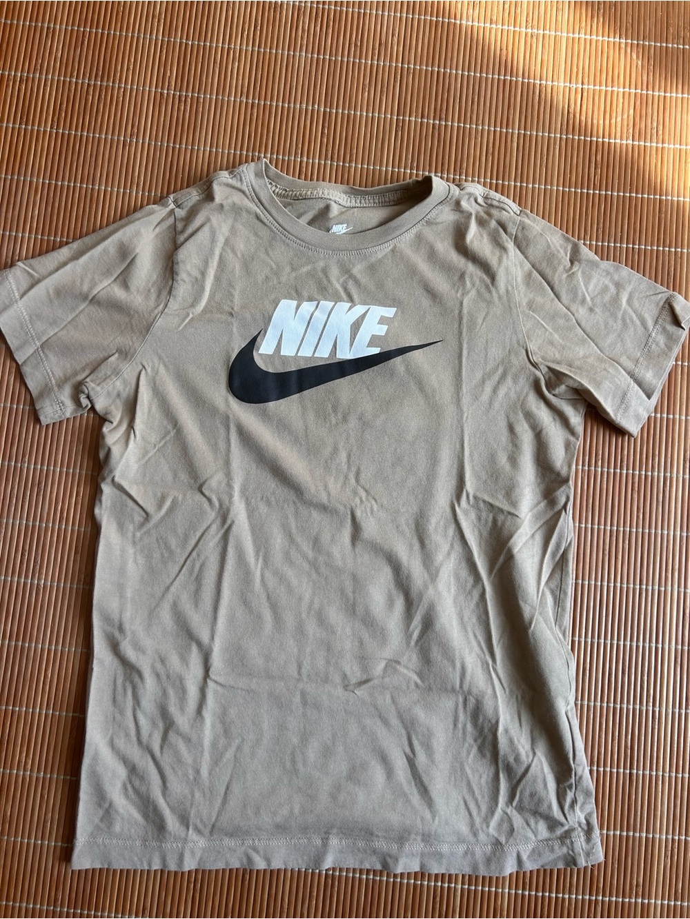 Nike Boy’s Tan Short-Sleeve Tee with White & Black Logo